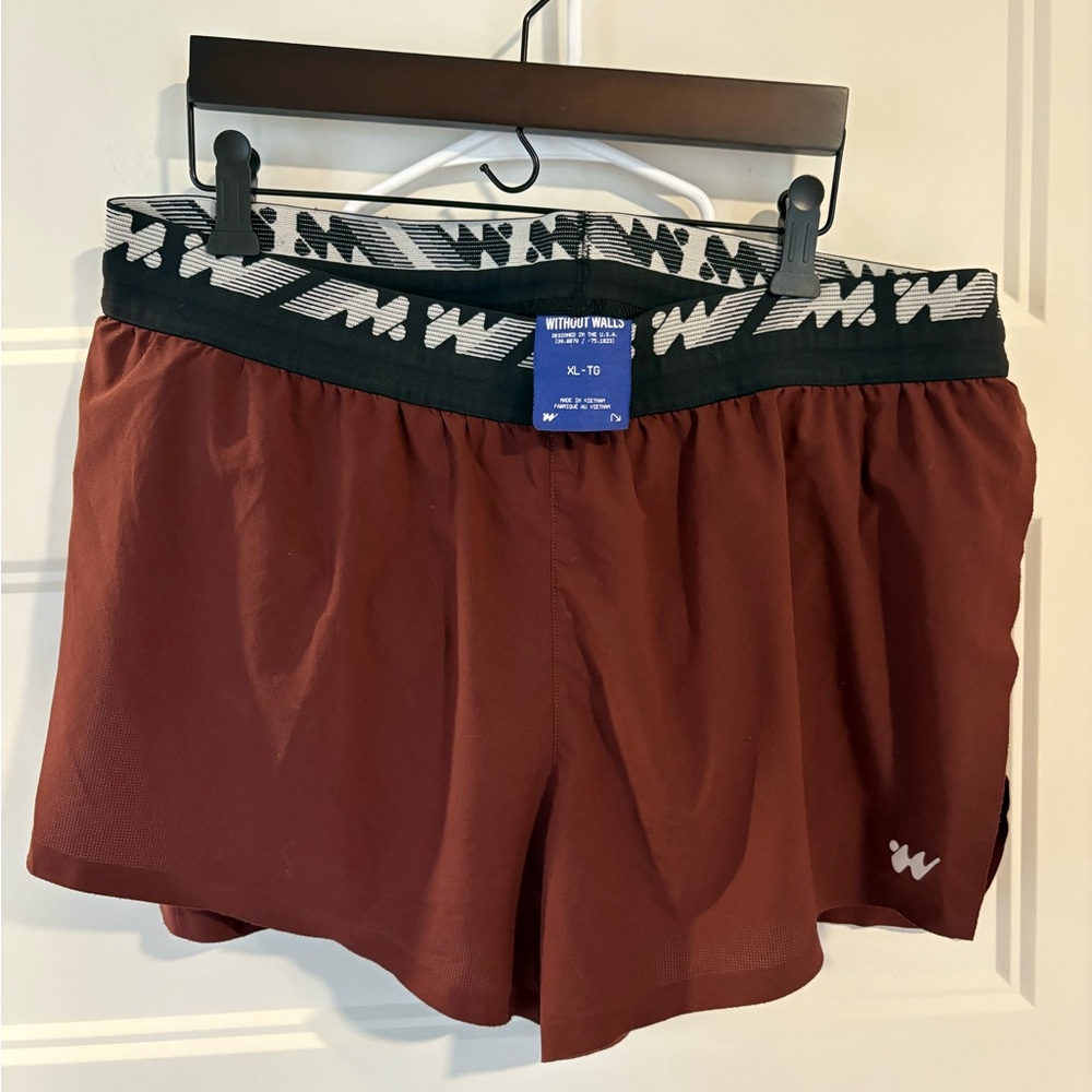 Without Walls Brown Shorts with Black Patterned Waistband, with inner lining